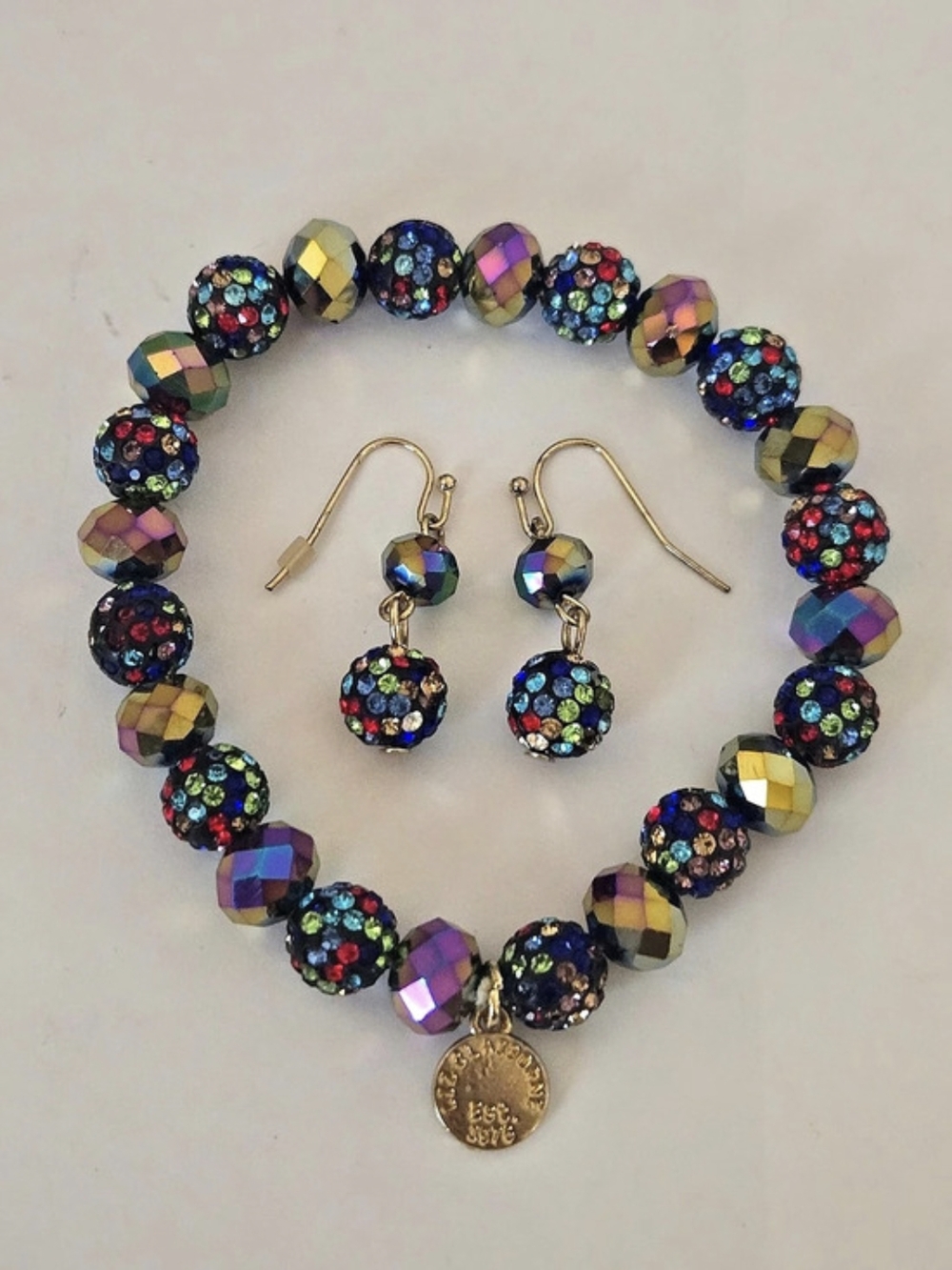 Liz Claiborne Multicolor Beaded Bracelet & Earrings Like New